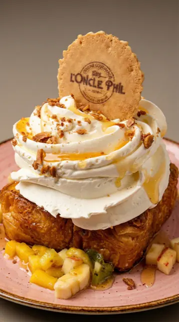 La brioche perdue et sa chantilly, coiffée de la gaufrette